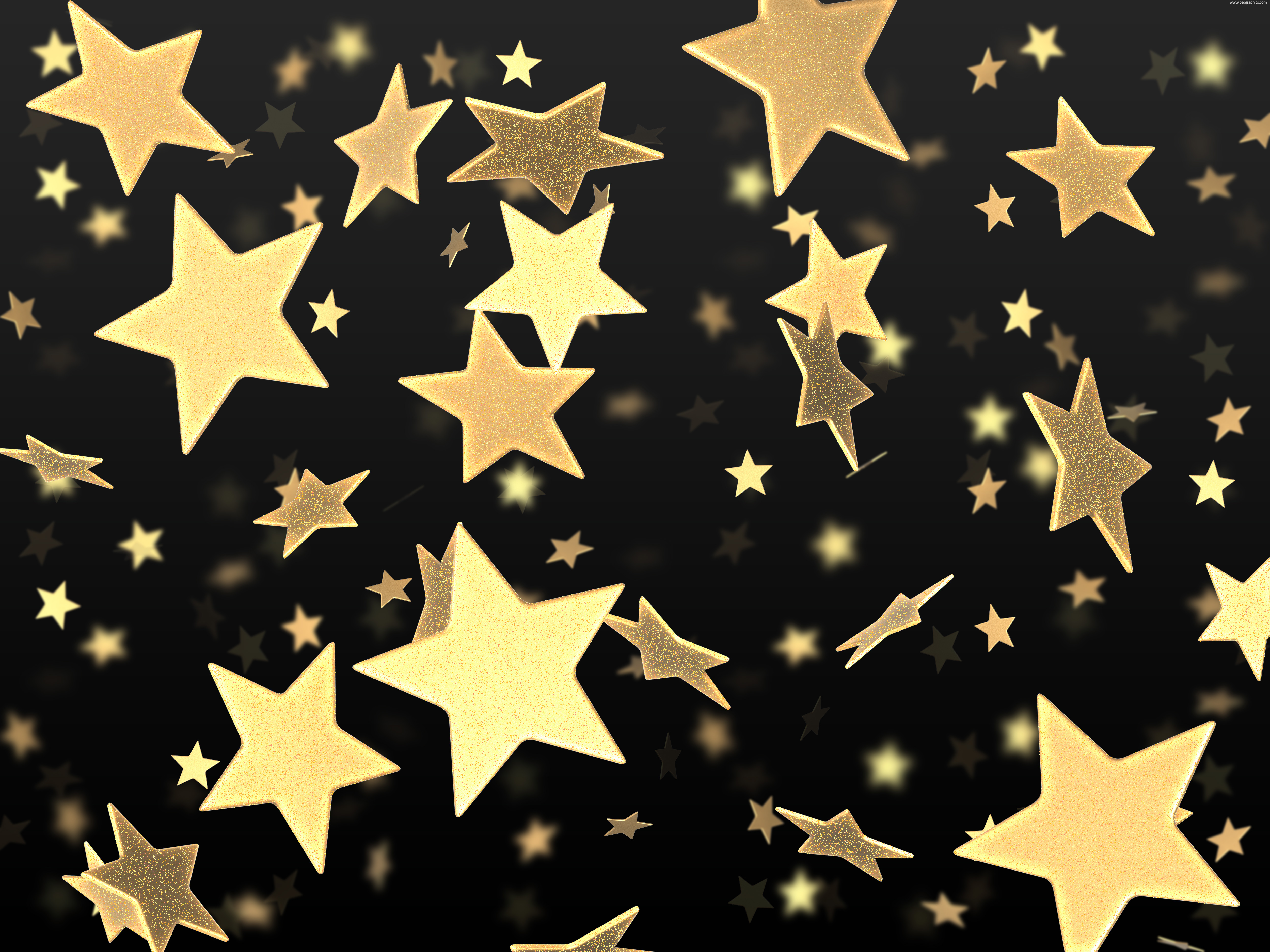 a black background with golden stars