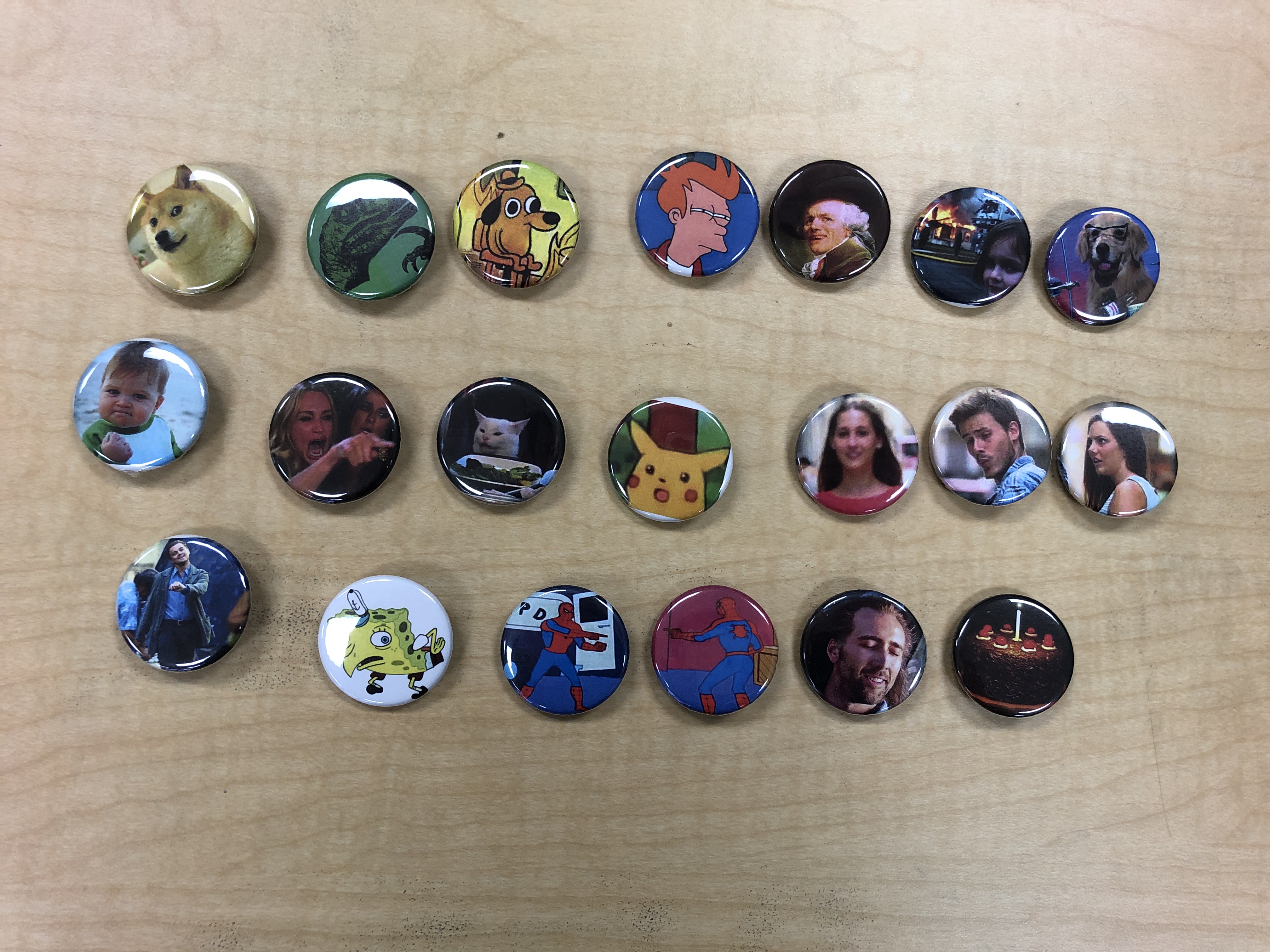 buttons of popular memes