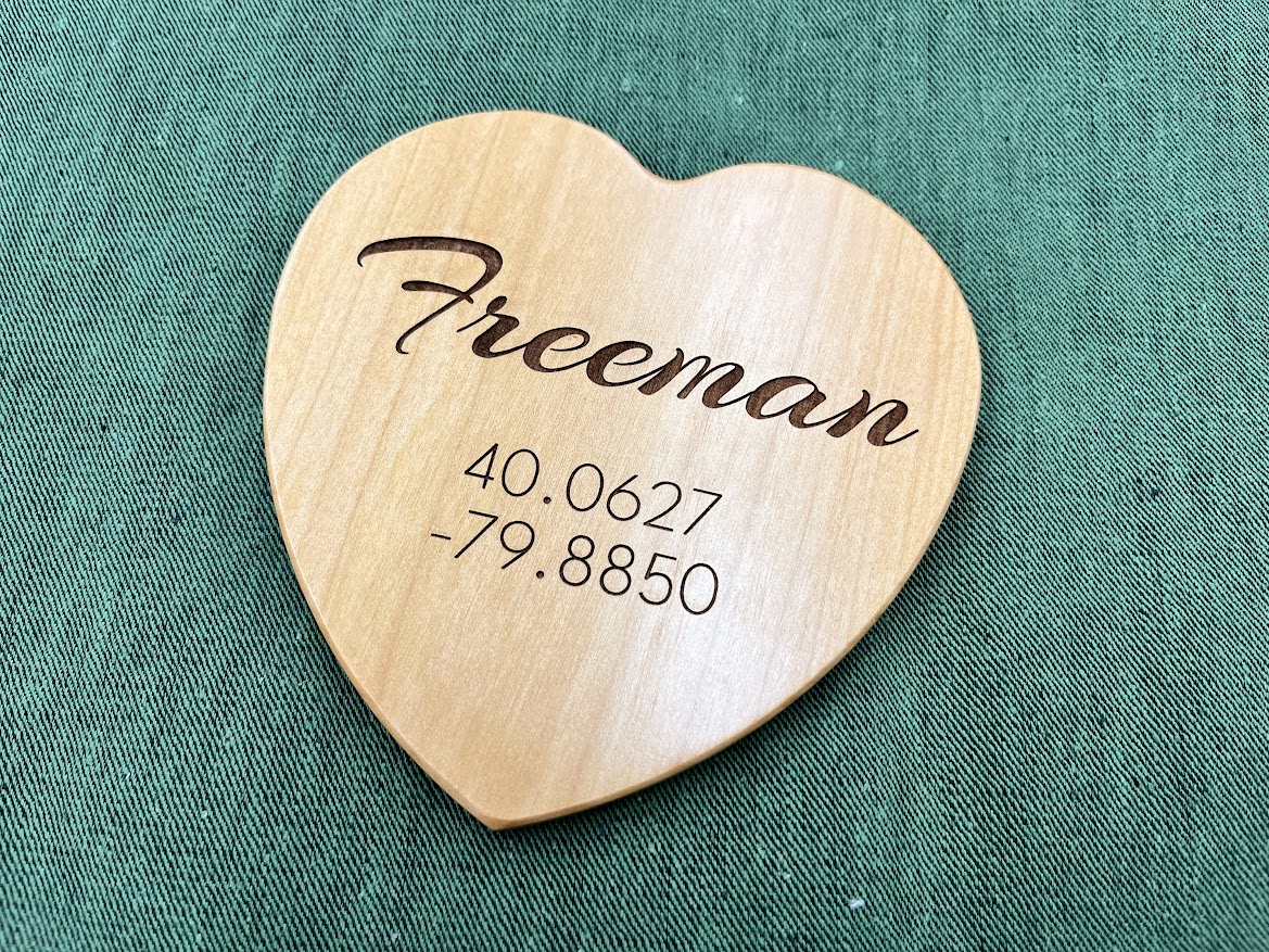 an engraved wooden heart
